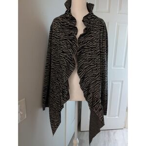 Fever London Zebra Animal Print Open Cardigan Ruffles 2XL
